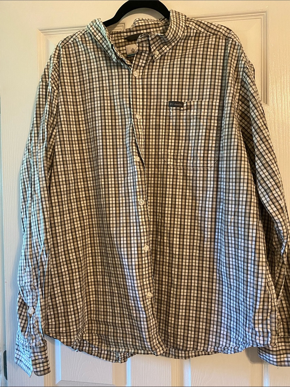 Columbia Men's Plaid Button-Down Shirt in Brown and Blue